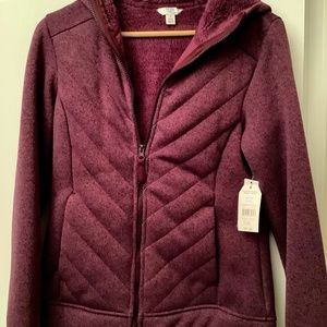 NWT Small Purple Bonded Sweater Fleece Jacket